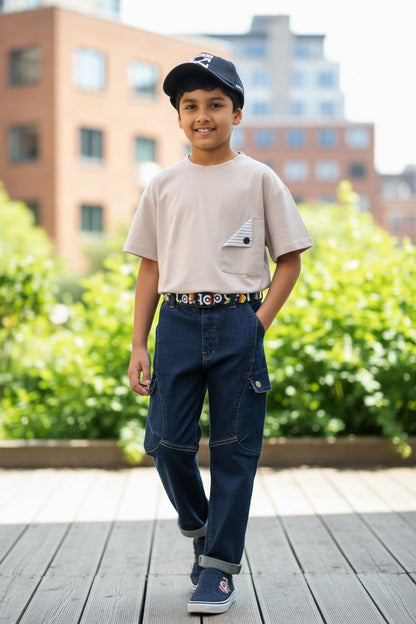 Denim Cargo Jeans with Belt – Trendy Casual Wear