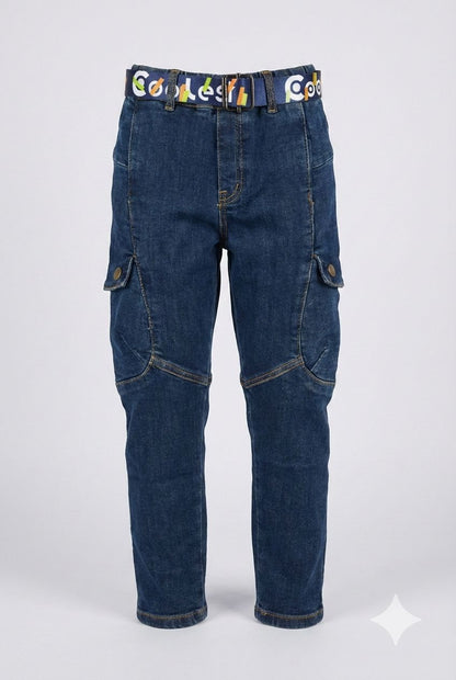 Denim Cargo Jeans with Belt – Trendy Casual Wear