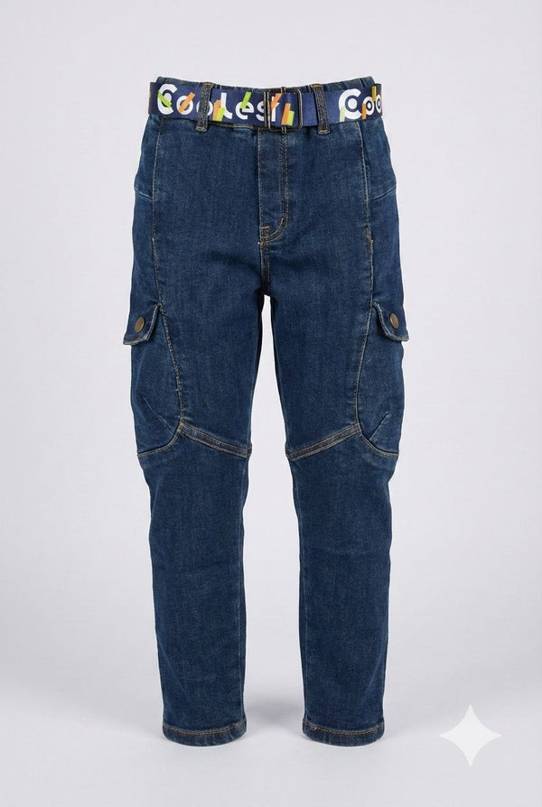 Denim Cargo Jeans with Belt – Trendy Casual Wear
