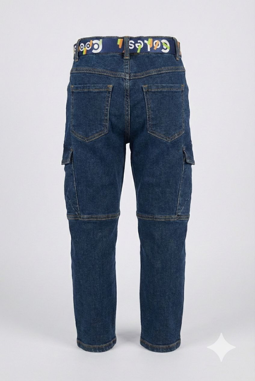 Denim Cargo Jeans with Belt – Trendy Casual Wear