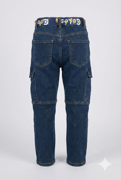 Denim Cargo Jeans with Belt – Trendy Casual Wear