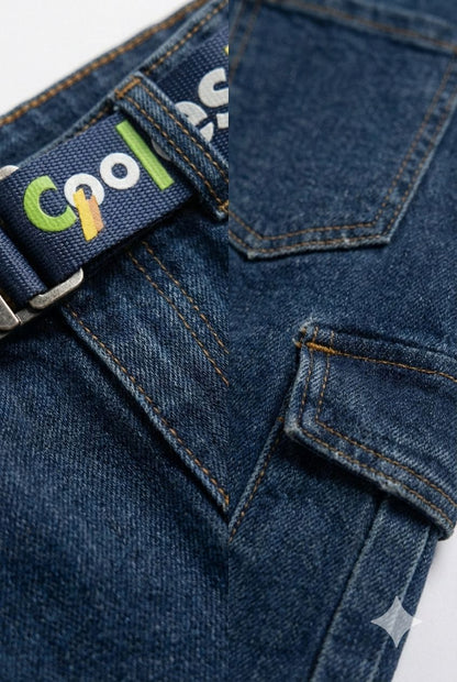 Denim Cargo Jeans with Belt – Trendy Casual Wear