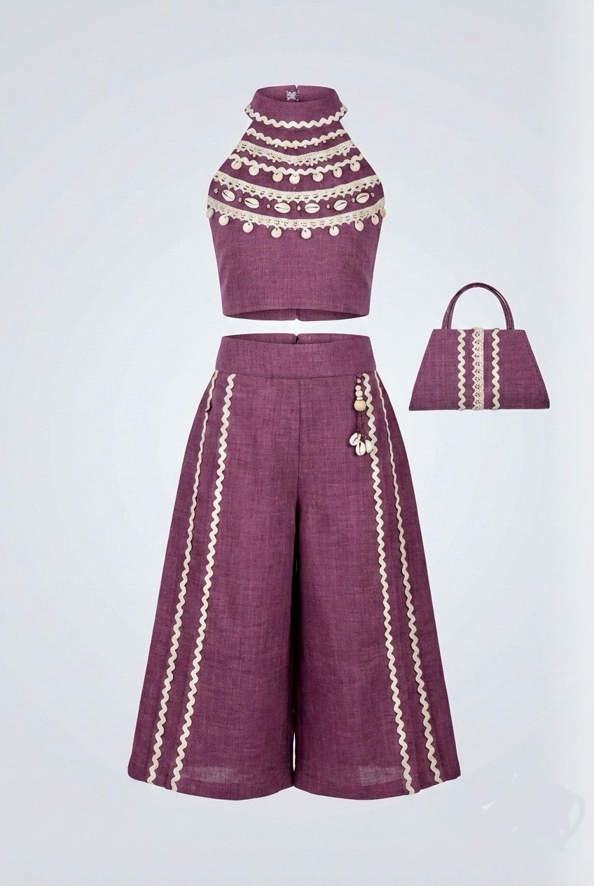 Purple Indo-Western Co-Ord Set with Palazzo & Matching Bag – Premium Festive Collection