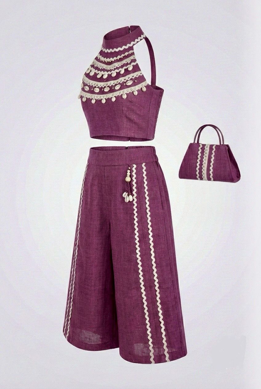 Purple Indo-Western Co-Ord Set with Palazzo & Matching Bag – Premium Festive Collection