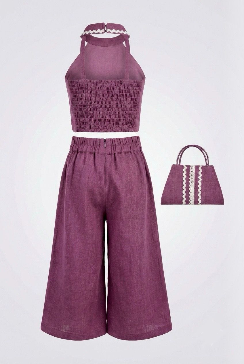 Purple Indo-Western Co-Ord Set with Palazzo & Matching Bag – Premium Festive Collection