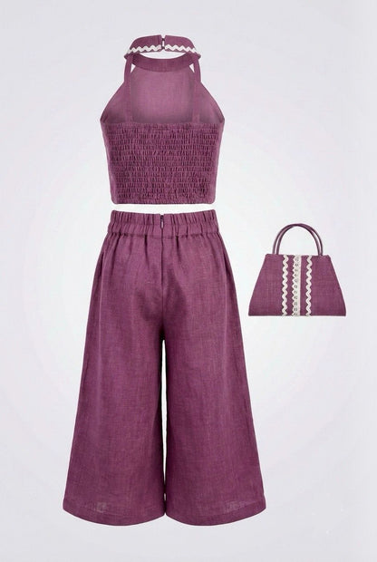 Purple Indo-Western Co-Ord Set with Palazzo & Matching Bag – Premium Festive Collection