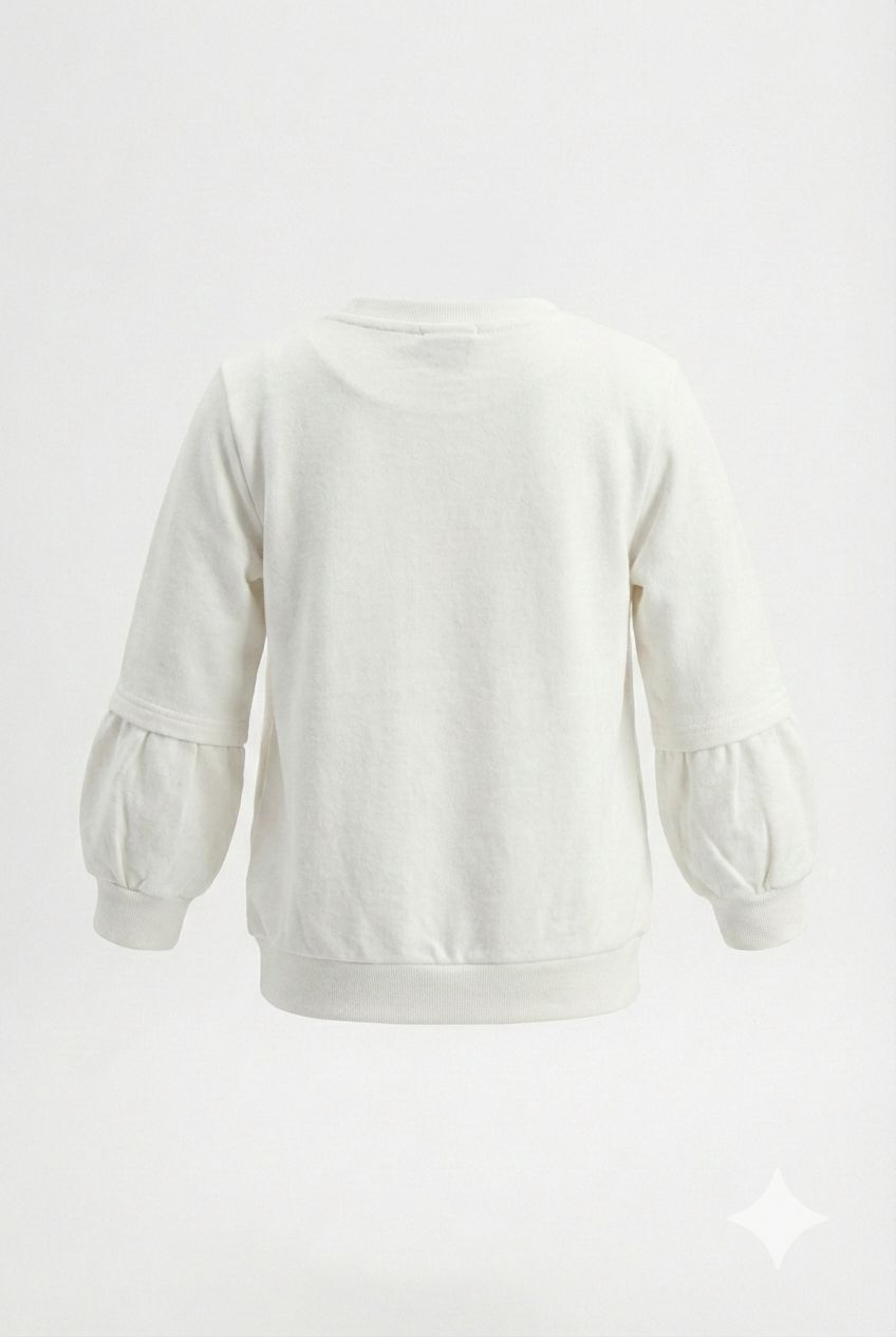 White Lightweight Smiley Print Sweatshirt – Thin Premium Layer