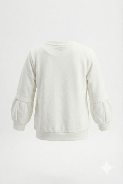 White Lightweight Smiley Print Sweatshirt – Thin Premium Layer