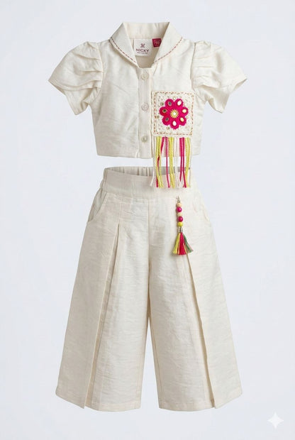 Beige Embroidered Ethnic Co-Ord Set with Palazzo – Premium Festive Wear