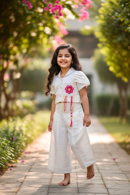 Beige Embroidered Ethnic Co-Ord Set with Palazzo – Premium Festive Wear