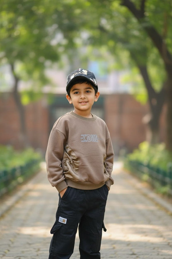 Premium Winter Utility Sweatshirt – Khaki Brown