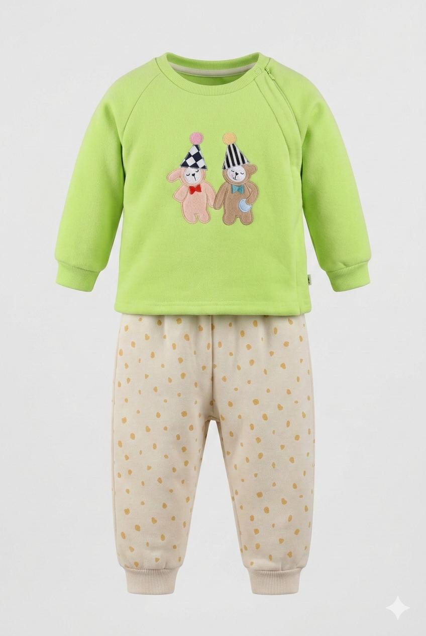 Lime Baby Thick Winter Sweatshirt & Pant Set – Warm Fleece Co-Ord
