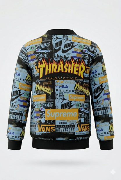 Blue Printed Winter Tracksuit Set – Zipper Jacket & Jogger Co-Ord