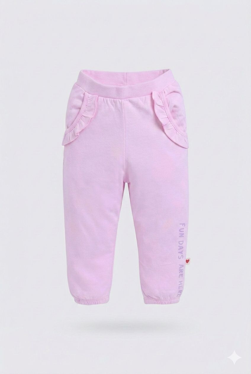Pastel Premium Cotton Joggers with Frill Pockets – Mint, Blush & Pink