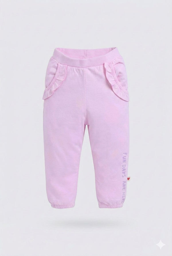 Pastel Premium Cotton Joggers with Frill Pockets – Mint, Blush & Pink