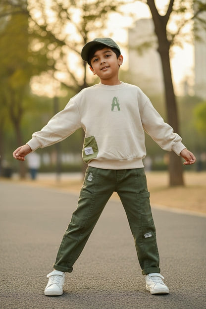 Oversized Premium Winter Sweatshirt – Beige Utility Style