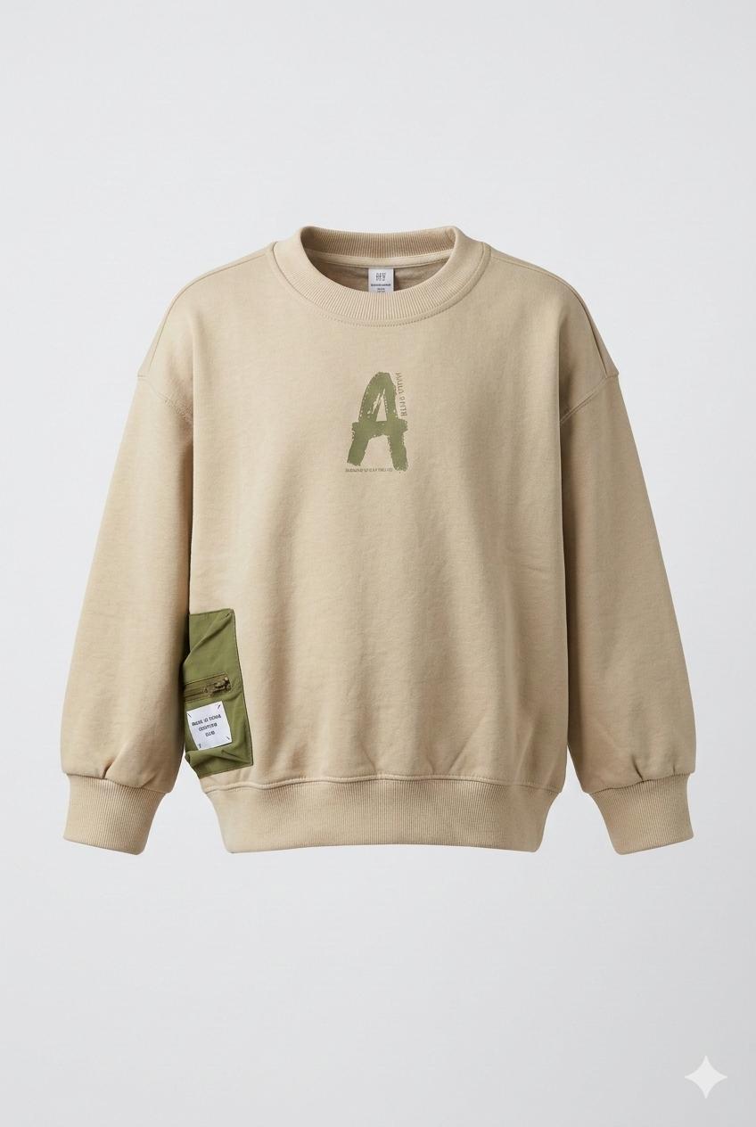 Oversized Premium Winter Sweatshirt – Beige Utility Style