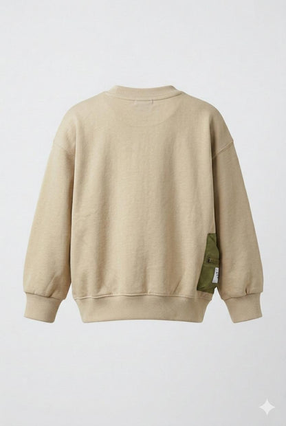 Oversized Premium Winter Sweatshirt – Beige Utility Style