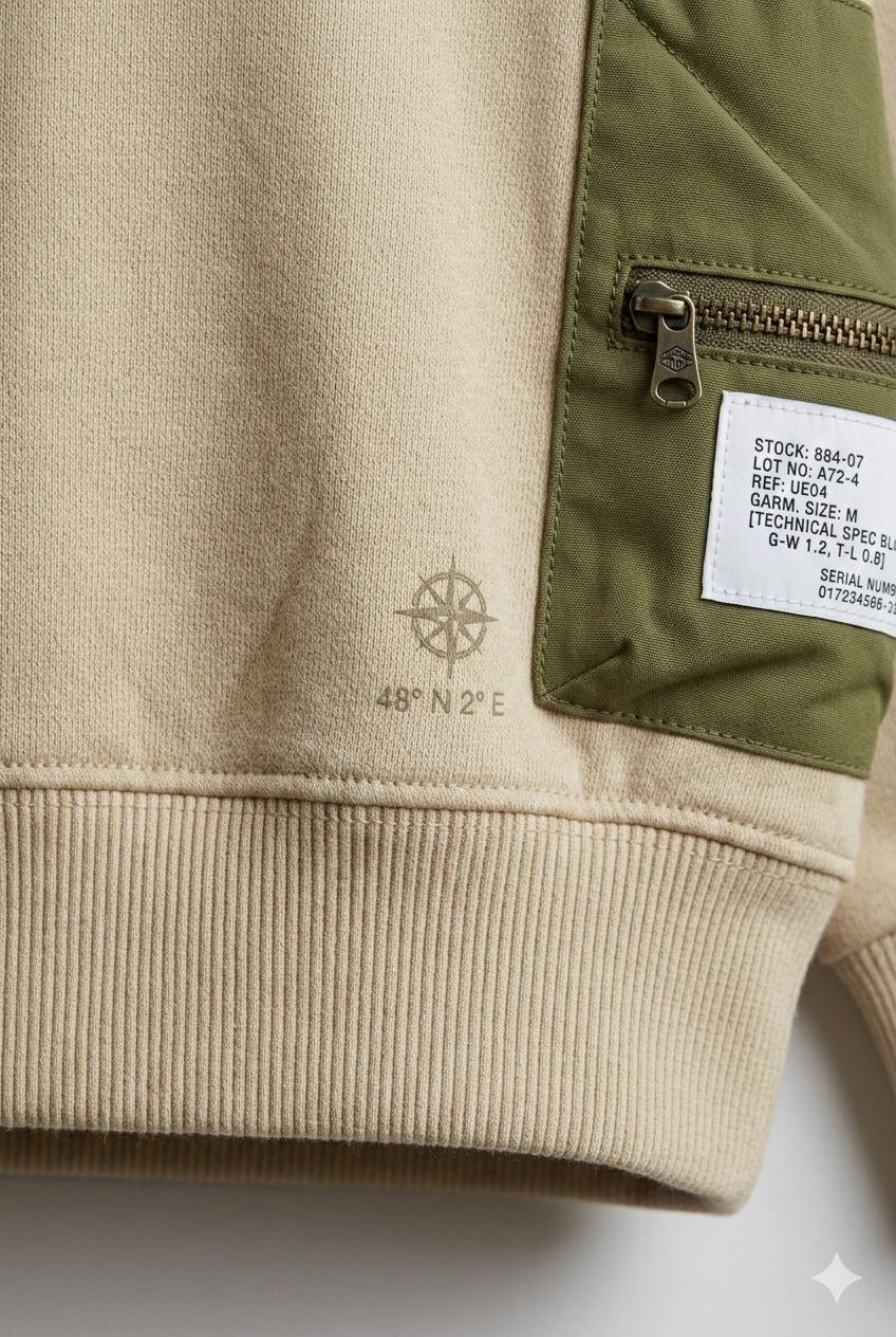 Oversized Premium Winter Sweatshirt – Beige Utility Style