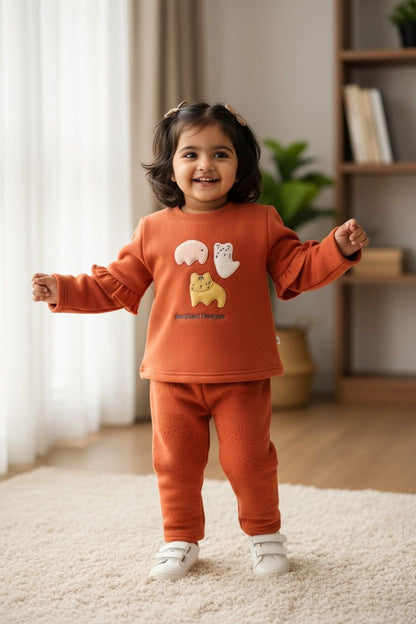 Winter Co-ord Set – Orange Sweatshirt & Pants
