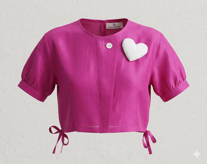 Pink Premium Organza Crop Top with Spaghetti Inner – Stylish Party Wear