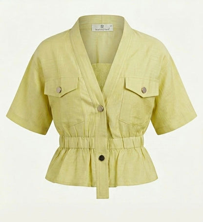 Lime Green Premium Cotton Peplum Top – Stylish Boutique Western Wear | Devils n Dolls