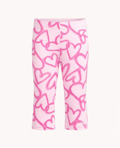 Pink Heart Print Leggings