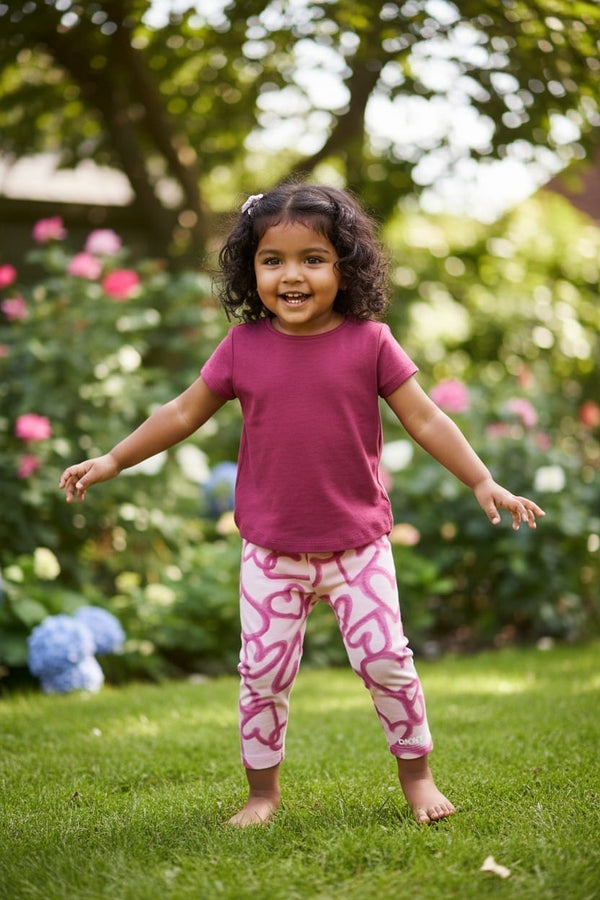 Pink Heart Print Leggings