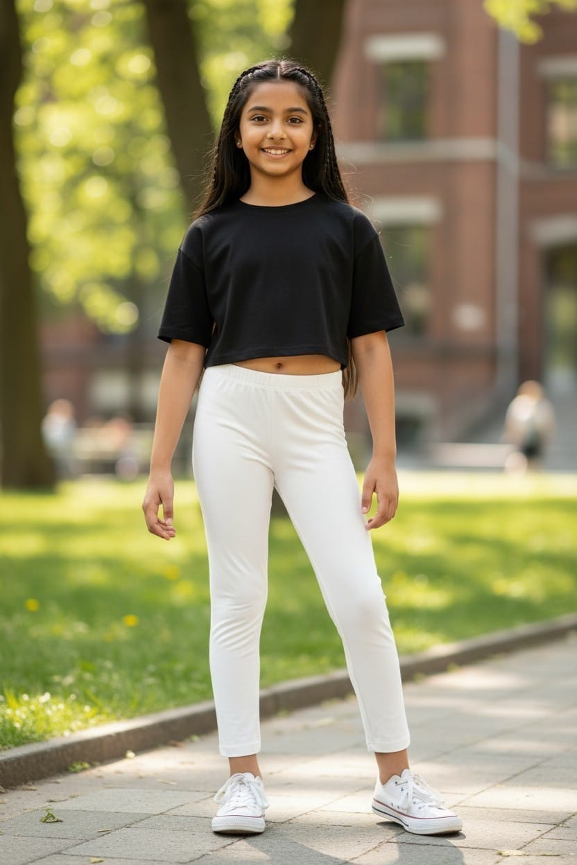 Girls Classic White Leggings