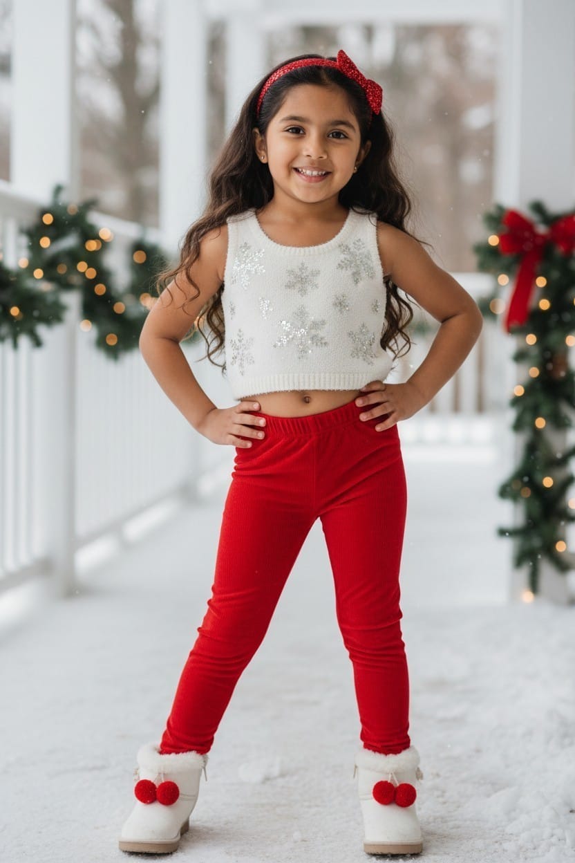 Red Winter Corduroy Leggings