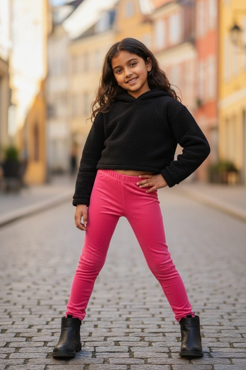 Pink Winter Corduroy Leggings
