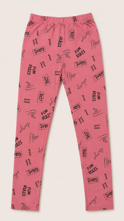 Rose Pink Graphic Print Leggings