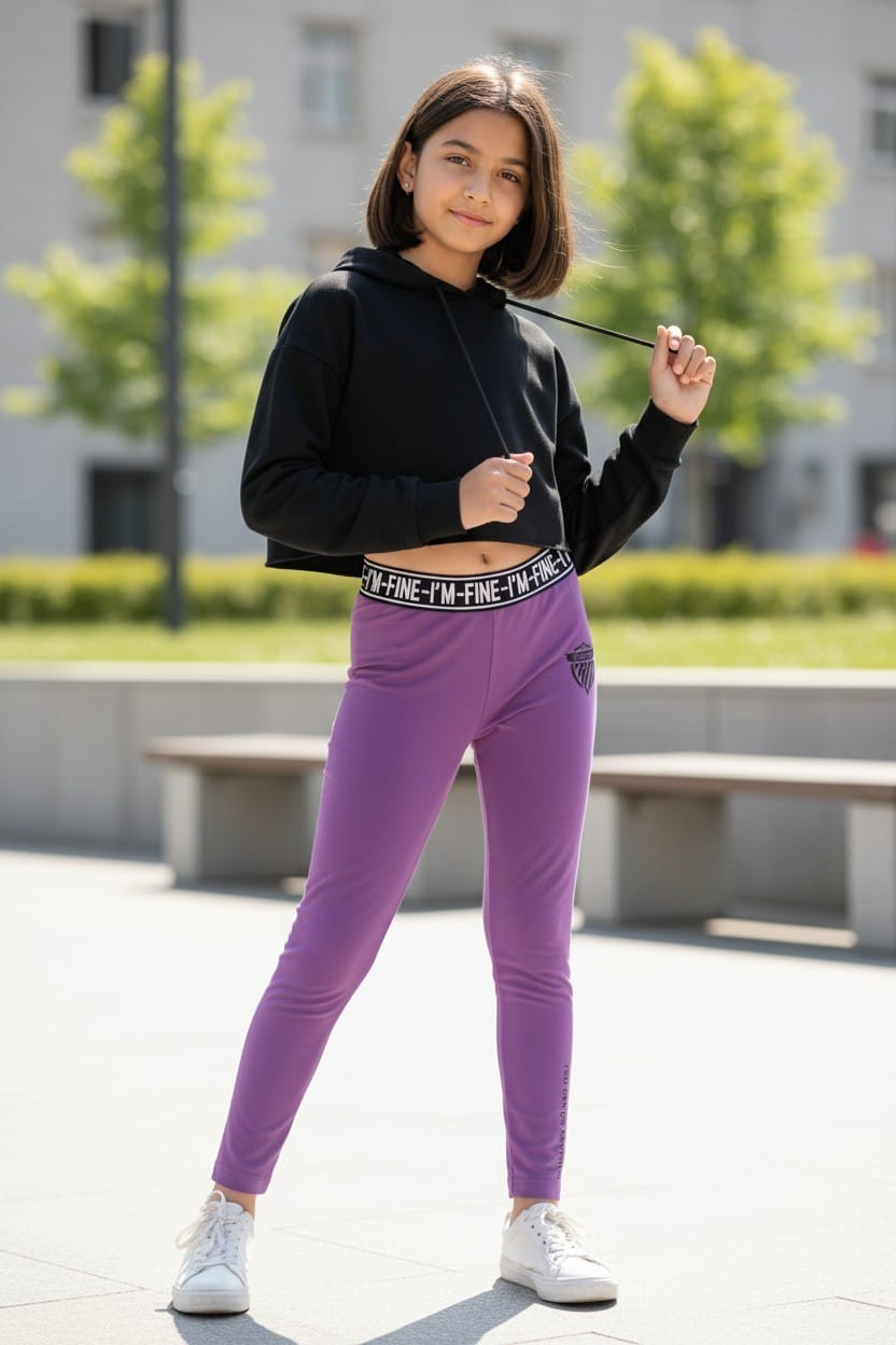 Purple Statement Print Leggings