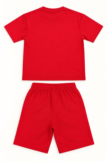Ferrari Racing Printed T-Shirt & Shorts Set – Red