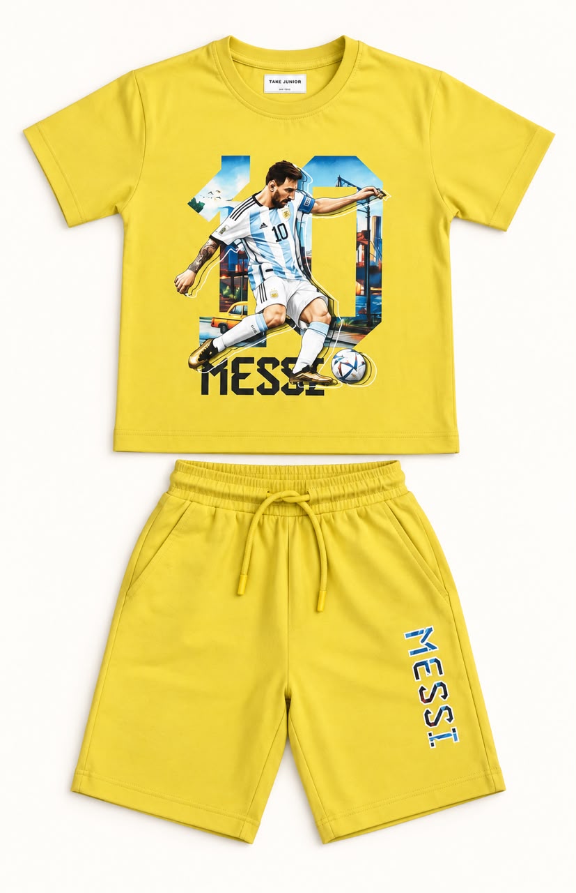 ⚽ Messi Football Boys Co-Ord Set – Yellow