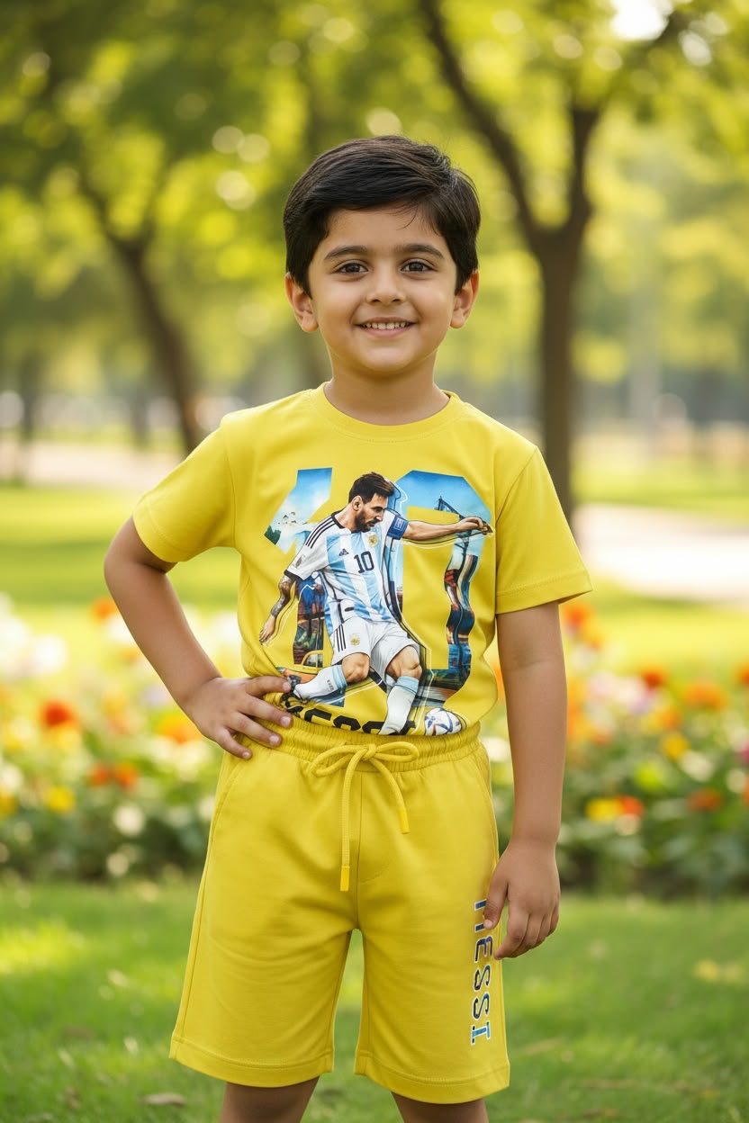 ⚽ Messi Football Boys Co-Ord Set – Yellow