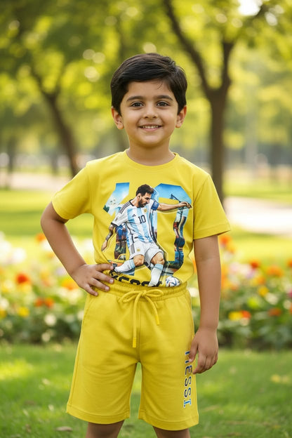 ⚽ Messi Football Boys Co-Ord Set – Yellow