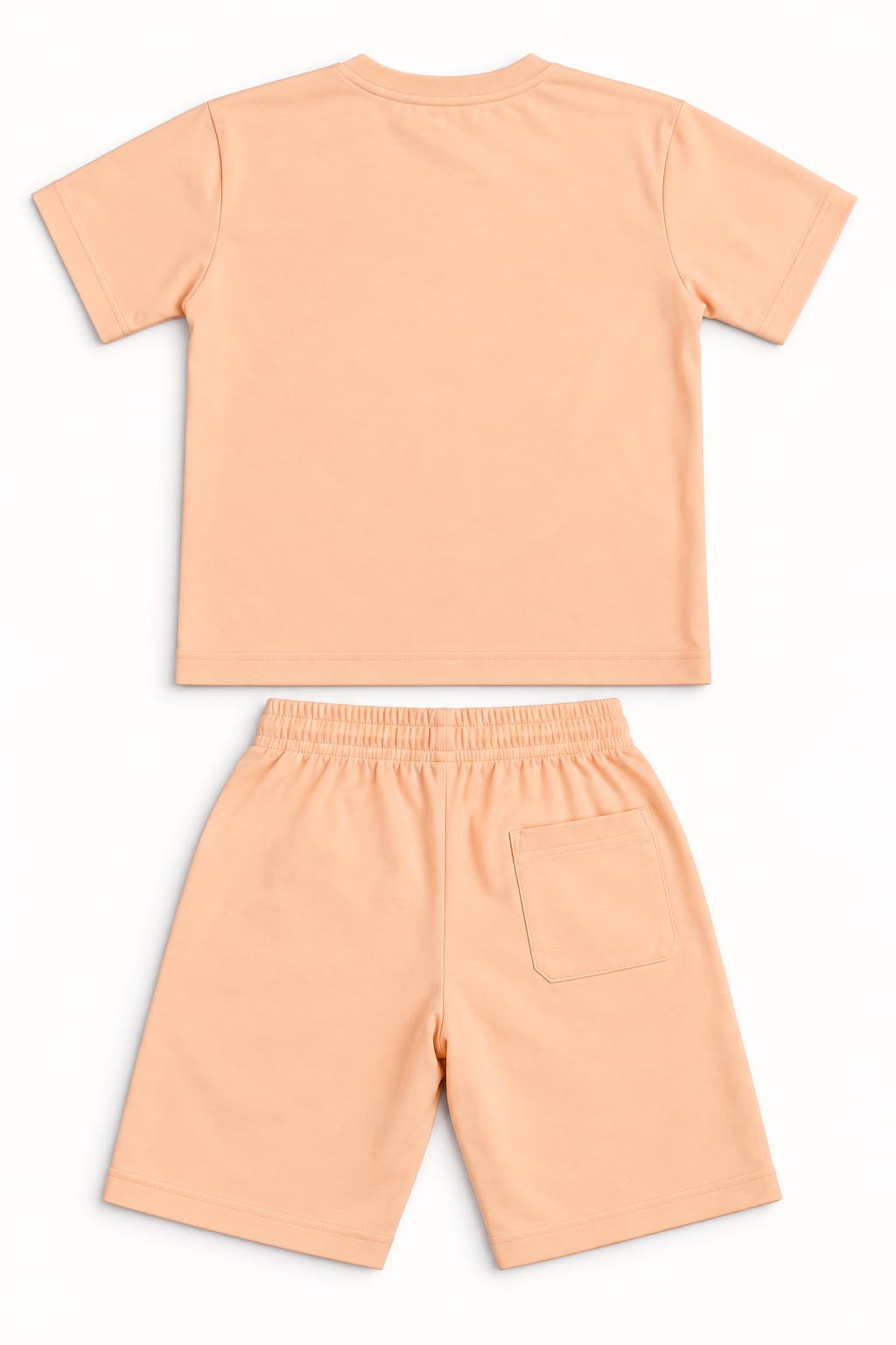 Peach Graphic Print T-Shirt & Shorts Set for Boys
