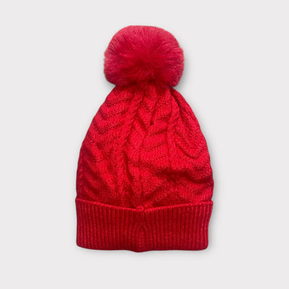 Cute Winter Knitted Beanie for Kids | Warm Woolen Cap with Pom Pom & Cartoon Patch | Soft Cozy Baby Girl Winter Hat