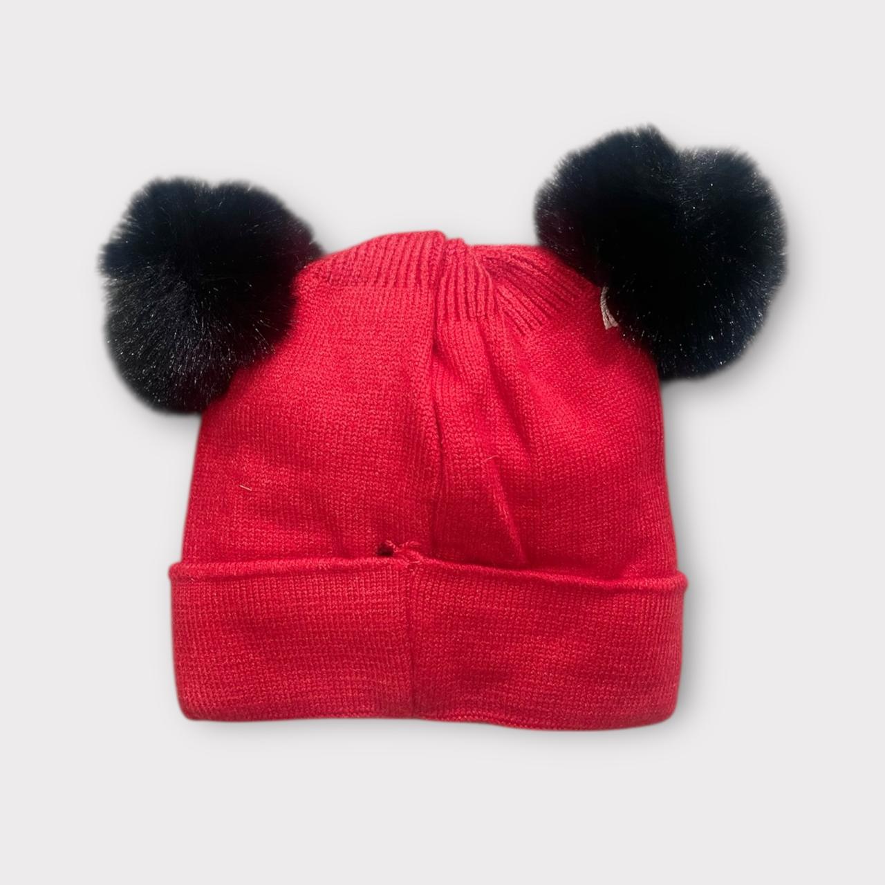 Baby/Toddler Winter Cap – Blue Knit Beanie with Bear-Ear Pom Poms