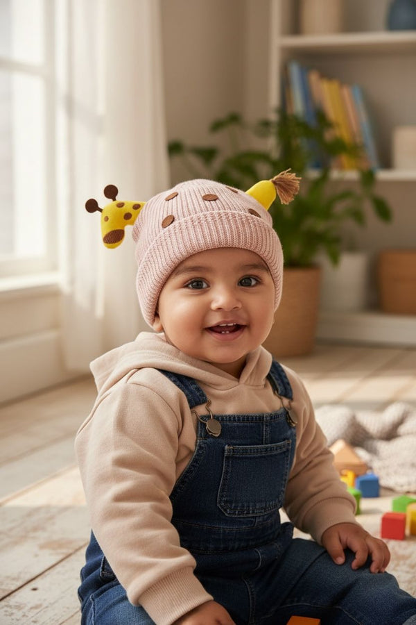 Soft Woolen Baby Cap for Boys & Girls – Giraffe Ear Cartoon Cap