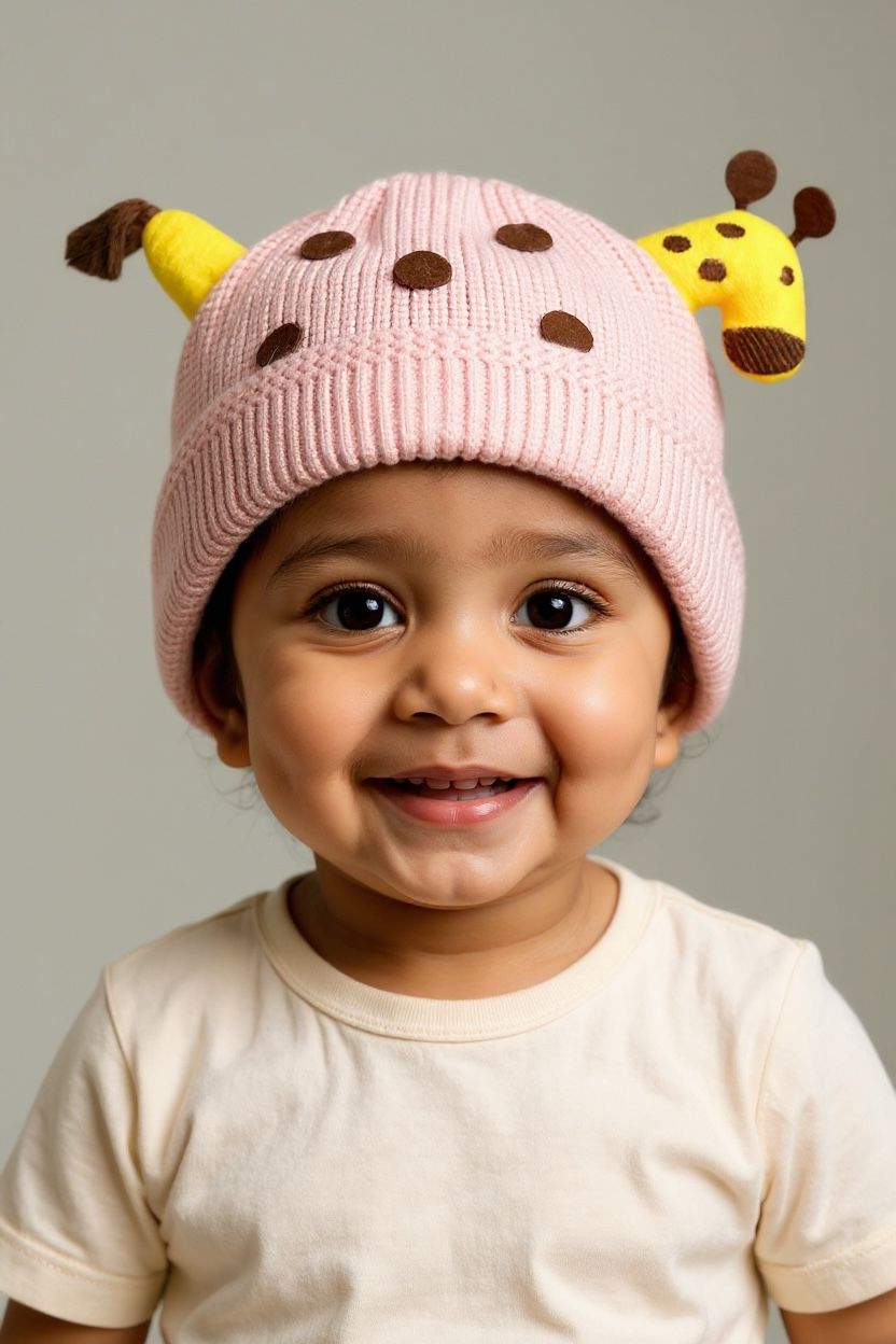 Soft Woolen Baby Cap for Boys & Girls – Giraffe Ear Cartoon Cap