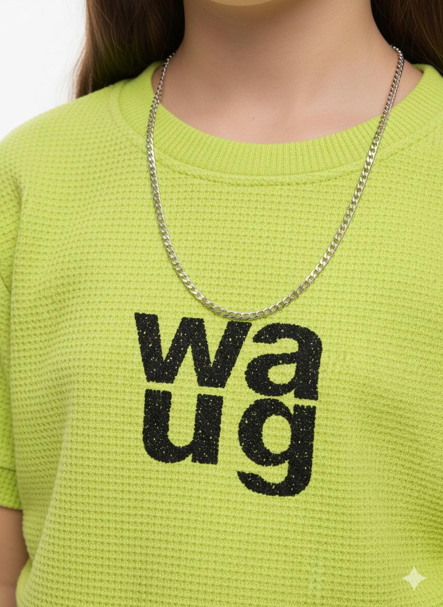 Girls Green WAUG Embellished Top – Stylish Casual Wear