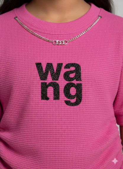 Girls Pink WAUG Embellished Top – Stylish Casual Wear
