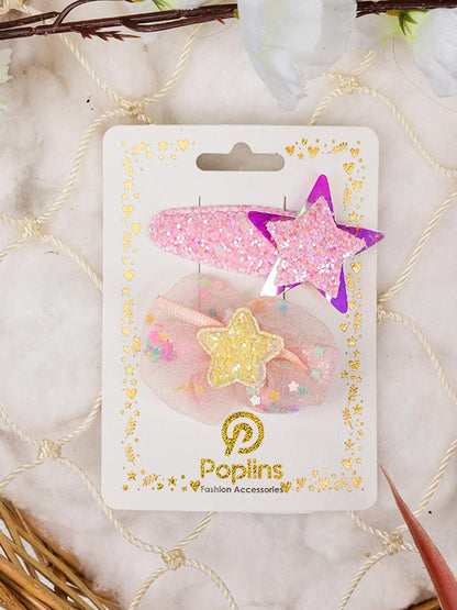 Pink Bow Set of Girls Glitter Hair Clips – Sparkle Kids Party Accessories