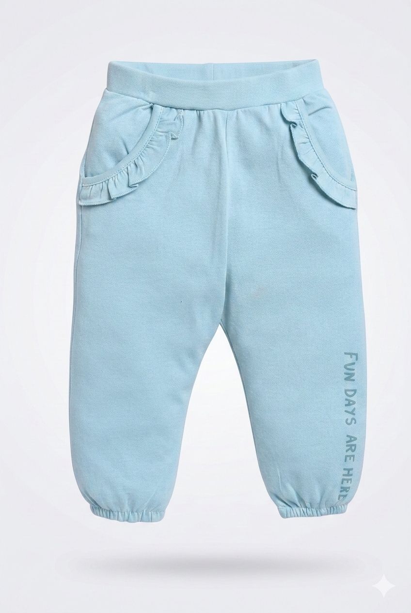 Pastel Premium Cotton Joggers with Frill Pockets – Mint, Blush & Pink