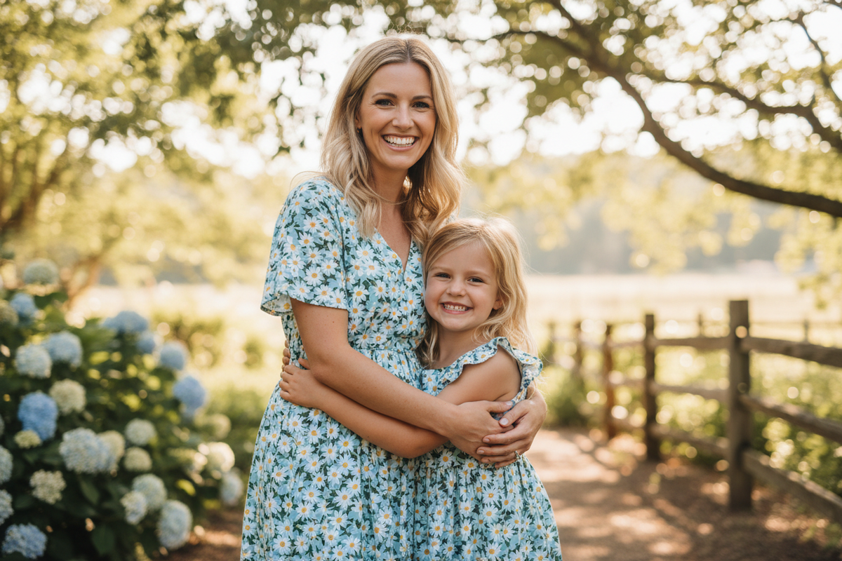 mom girl wear same clothes 