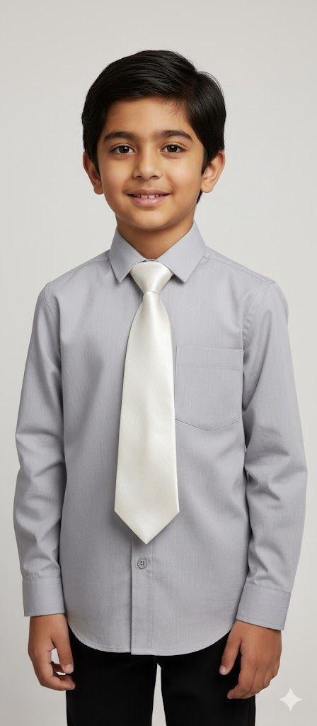 White Satin Ready to Use Tie – Easy Wear Formal Accessory for Boys