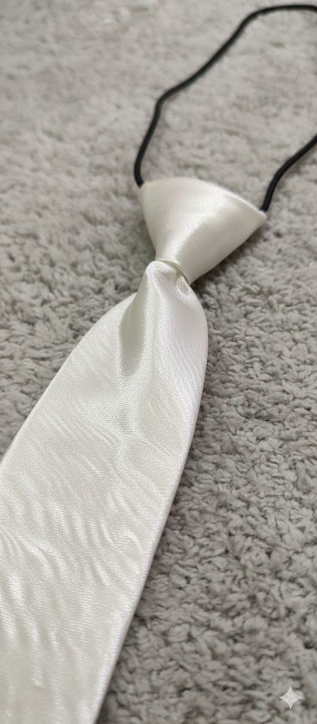 White Satin Ready to Use Tie – Easy Wear Formal Accessory for Boys