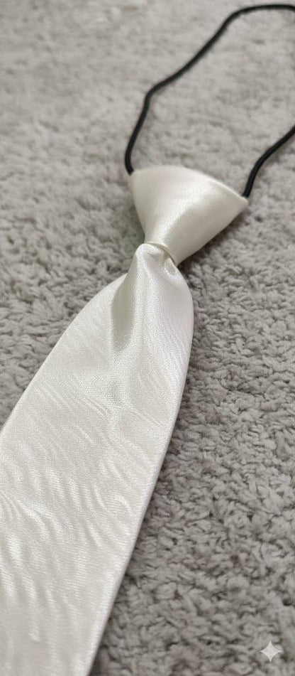 White Satin Ready to Use Tie – Easy Wear Formal Accessory for Boys